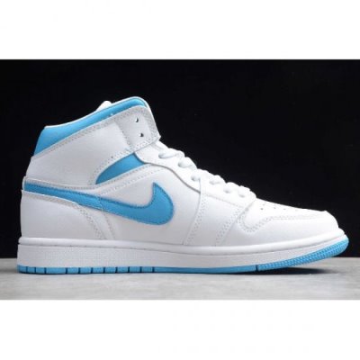 Nike Air Jordan 1 Mid Unc Beyaz / Açık Mavi Basketbol Ayakkabısı Türkiye - PABMDKT5